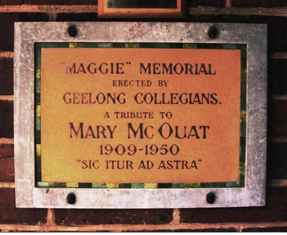 Memorial to Mary McOuat.